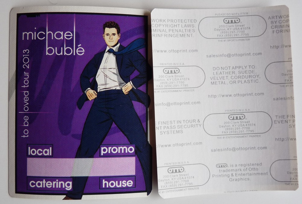 Michael Buble To Be Loved 2013 Concert Tour Purple Backstage Pass D21