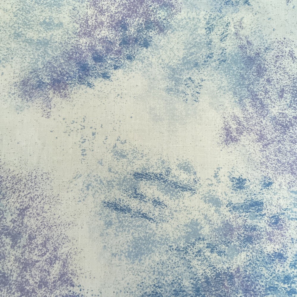 White Blue Purple Cloud Mist Northcott Silk 1 Yard