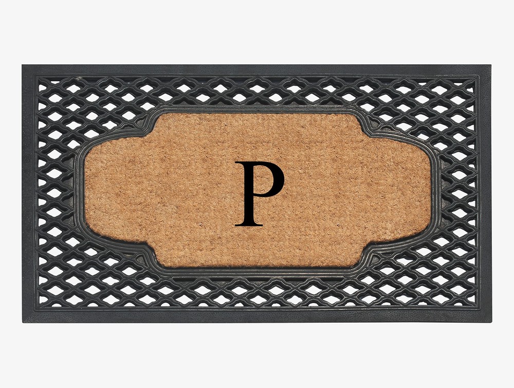 A1HC Natural Coir Monogrammed Front Door Mat 23x38 Anti-Shed Treatment