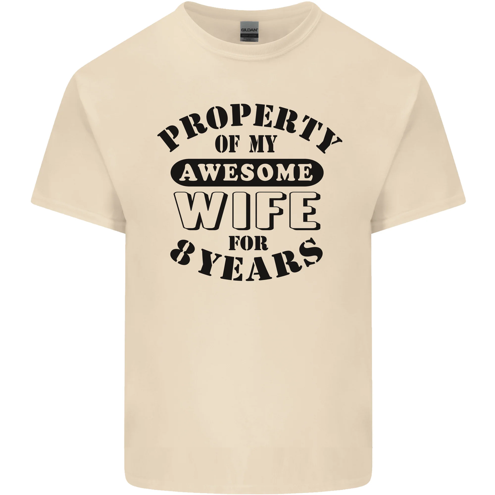 8th Wedding Anniversary 8 Year Funny Wife Mens Cotton T-Shirt Tee Top