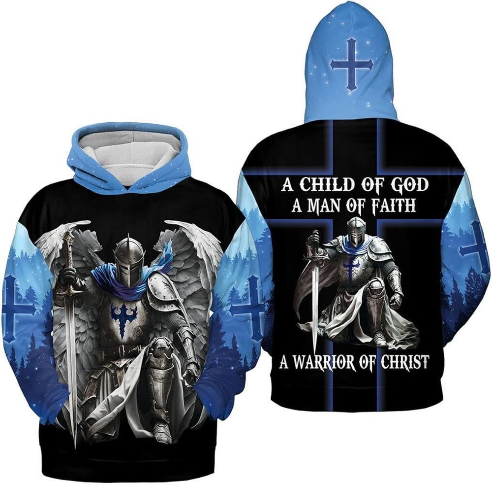 Knight Templar A Child of God A Man of Faith A Warrior Hoodie 3d - all printed