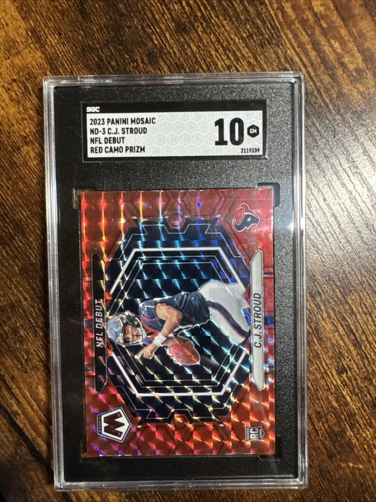 2023 Panini Mosaic - NFL Debut Camo Red Prizm #ND-3 C.J. Stroud (RC) SGC 10
