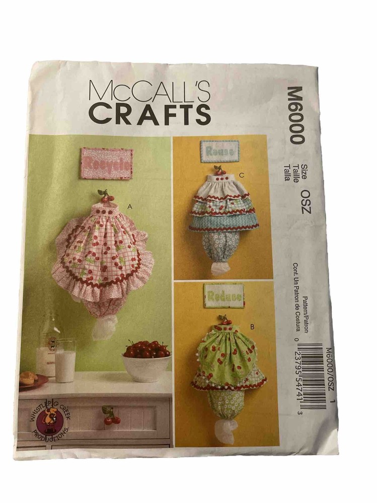 Plastic Bag Dispenser Sewing Pattern McCall’s Crafts M6000 Uncut FF