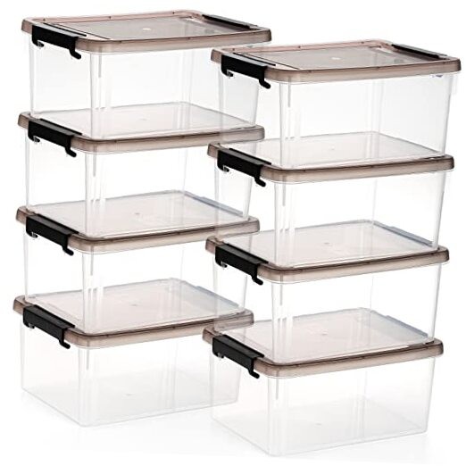 8-Pack 3.2QT Clear Plastic Storage Bins with Secure Latching Lids