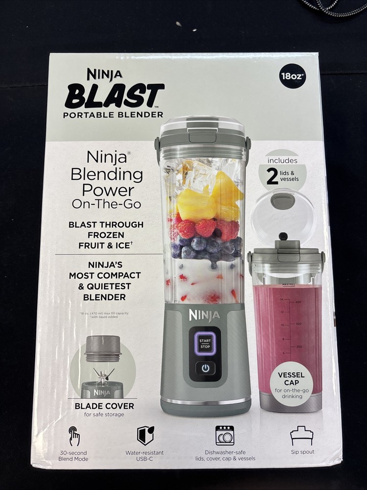 Ninja Blast Portable Blender 18oz BPA-Free Leakproof Silver Gray