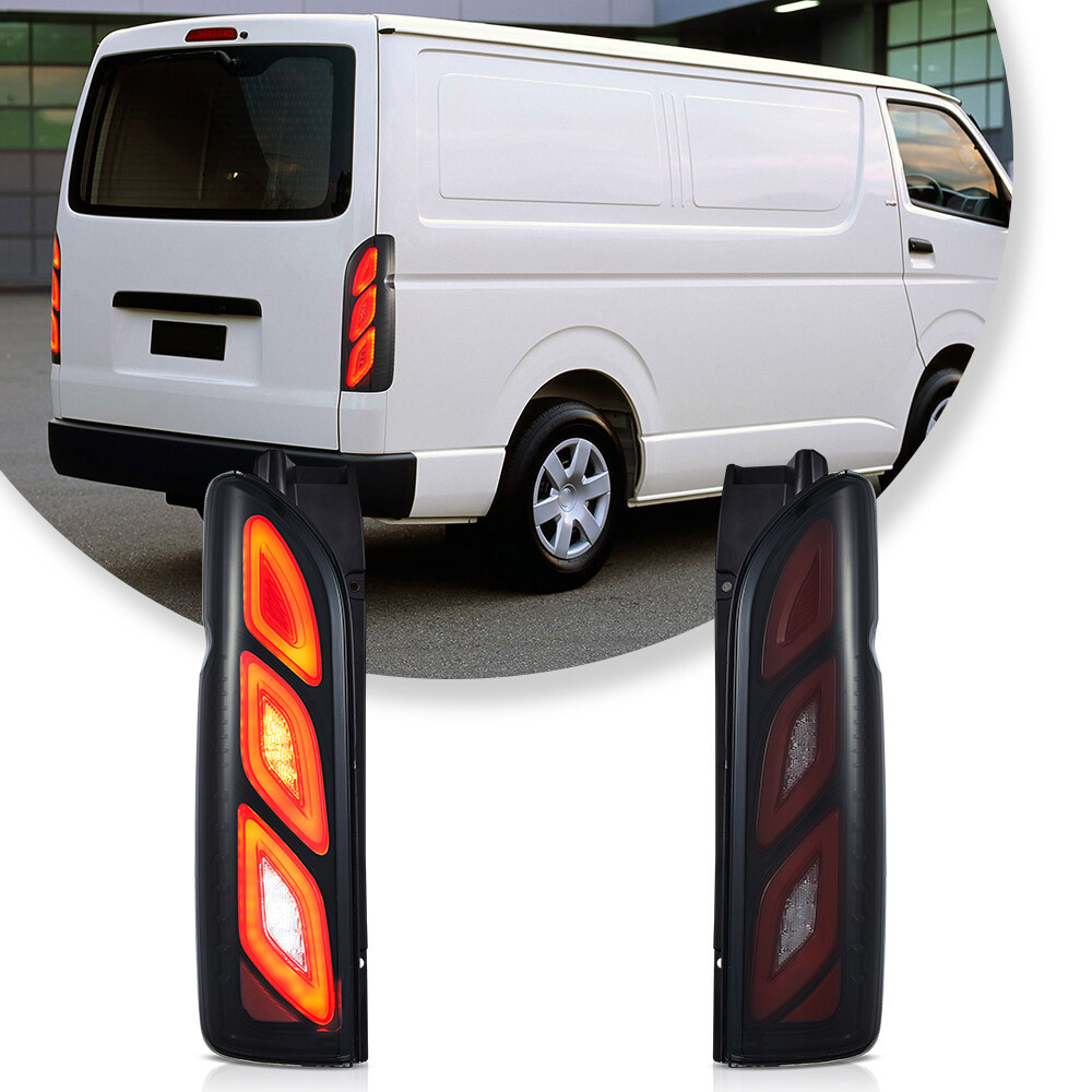 VLAND Smoked FULL LED Tail Lights For 2005-18 Toyota Hiace w/Start-up Animation