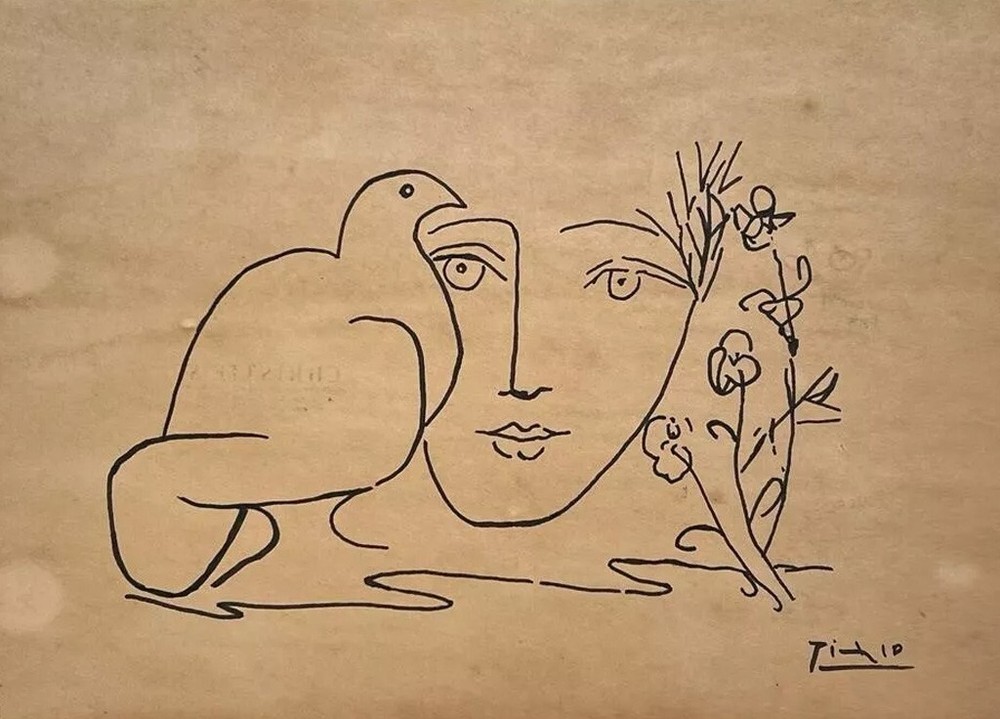 Pablo Picasso COA Art Drawing Painting Vintage Handmade Signed Original Paper