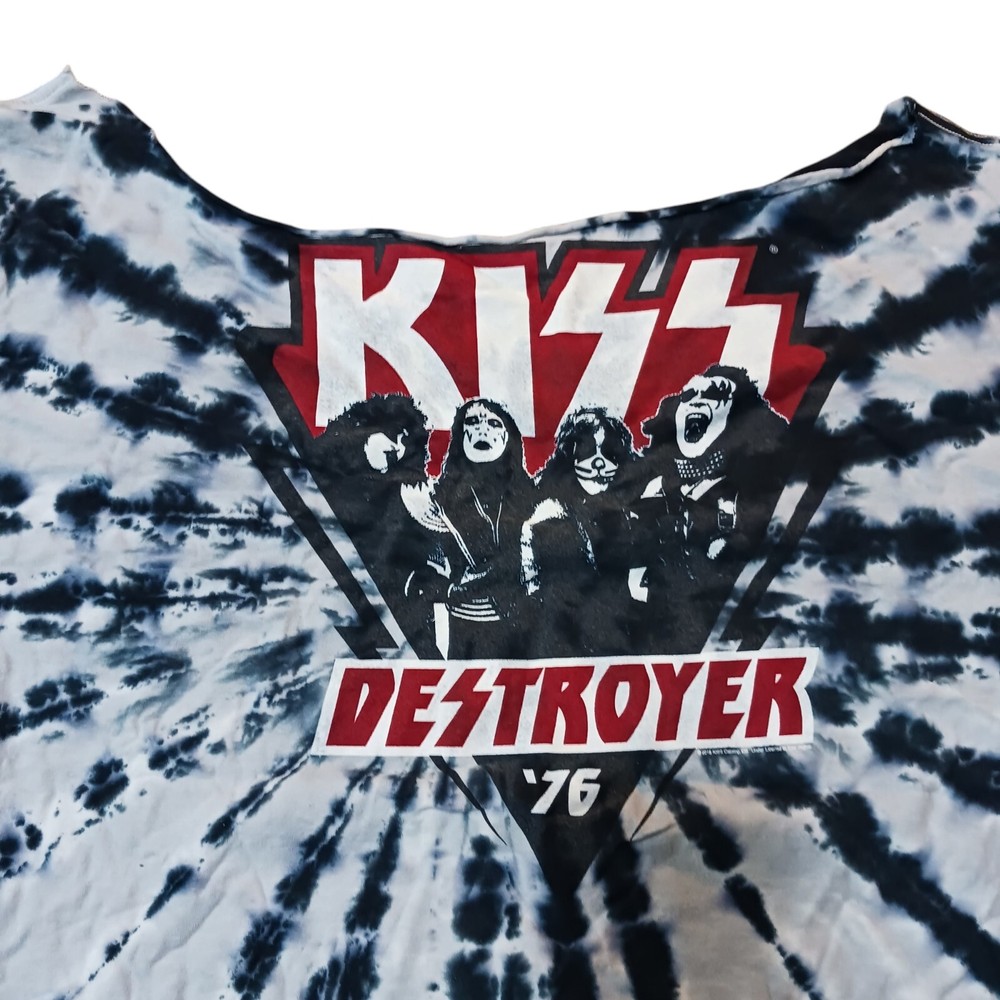 Kiss Distressed Rock Destroyer 1976 Concert Tee Tie Dye 2XL No Tag