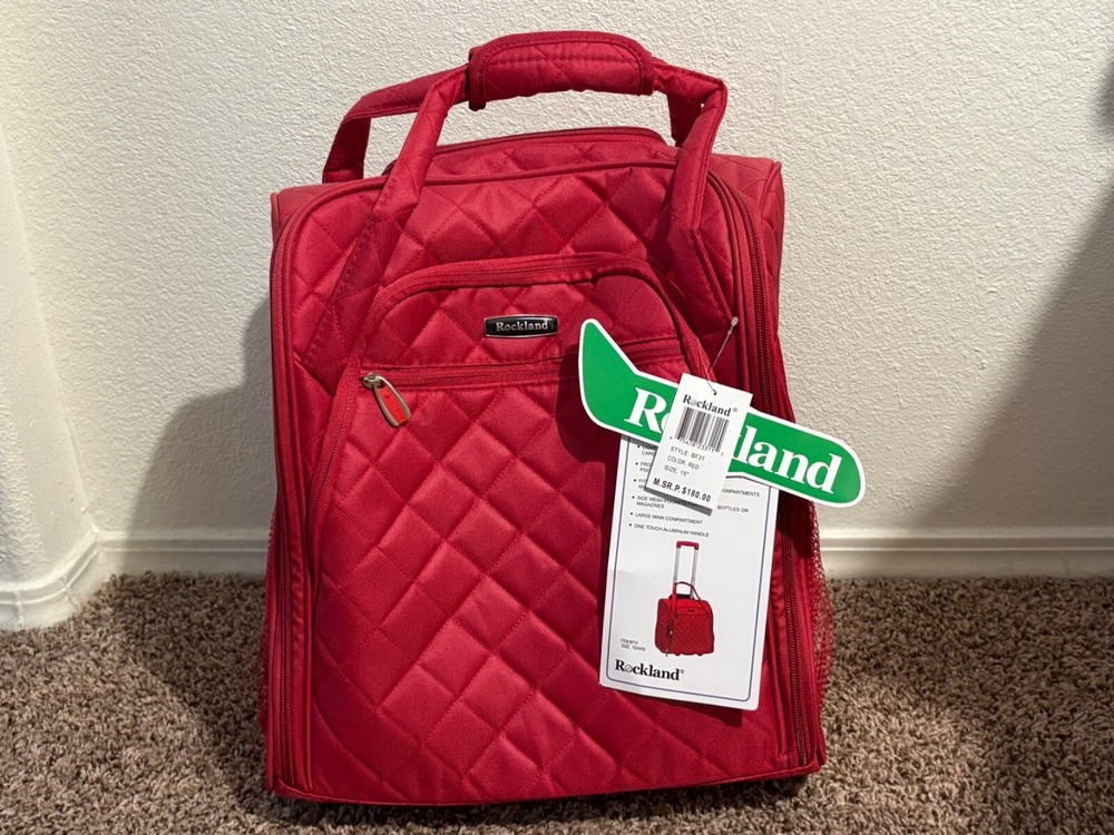 Rockland Melrose 15-Inch Red Upright Wheeled Underseater Carry-On Luggage