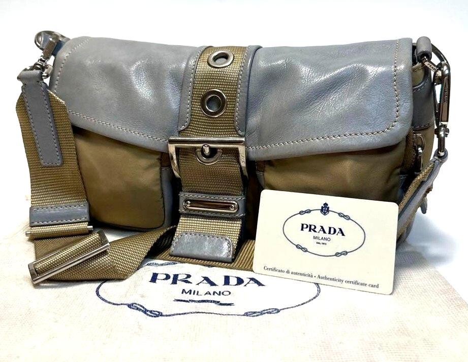 Prada G Logo Triangle Nylon Leather Shoulder Bag Japan Import