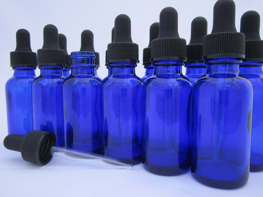 ™ 1oz Cobalt Blue Glass Dropper Bottles (30mL) with Tapered Glass Droppers - ...