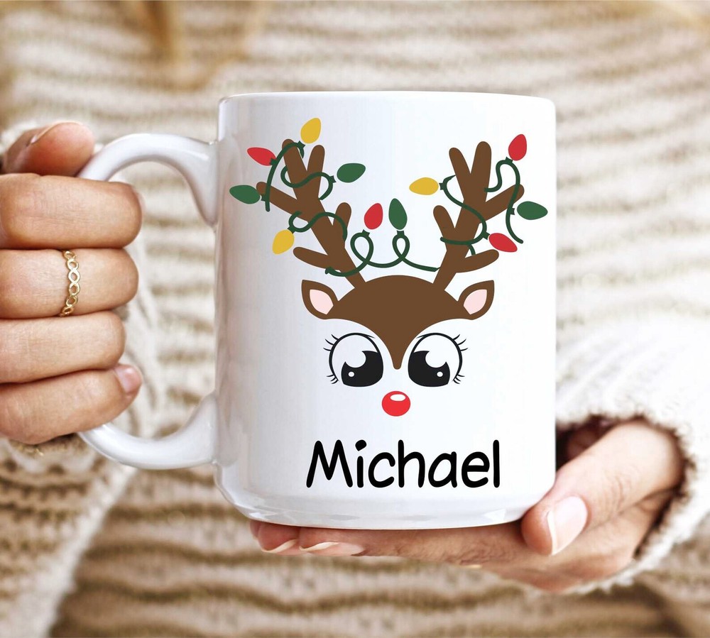 Funny Christmas Mug Hot Chocolate Mug Secret Santa Gift Reindeer Mug Personalize