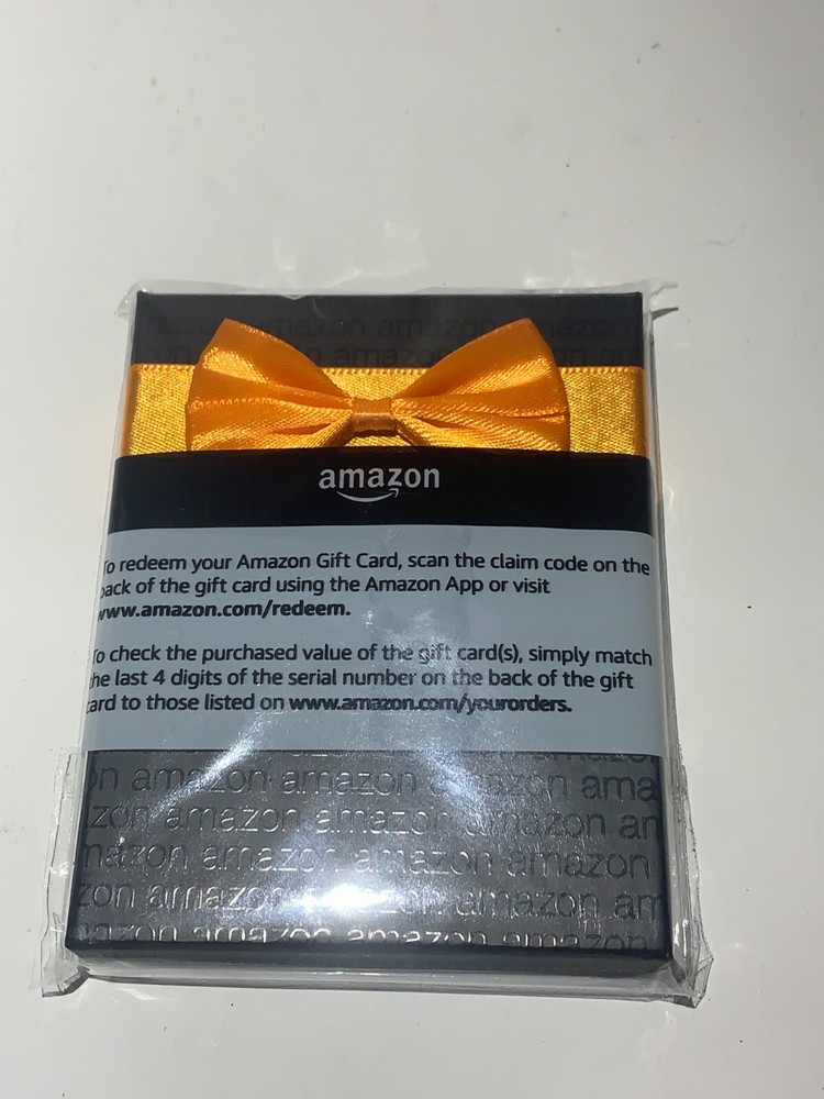 Amazon Gift Card Box Black with Orange Ribbon - Box Only No Card-image