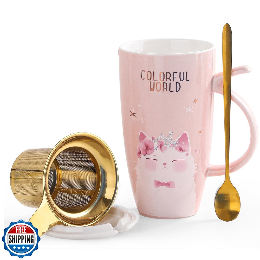 DELARLOCHEF 20oz Tea Mug with Infuser Lid Microwave and Dishwasher Safe