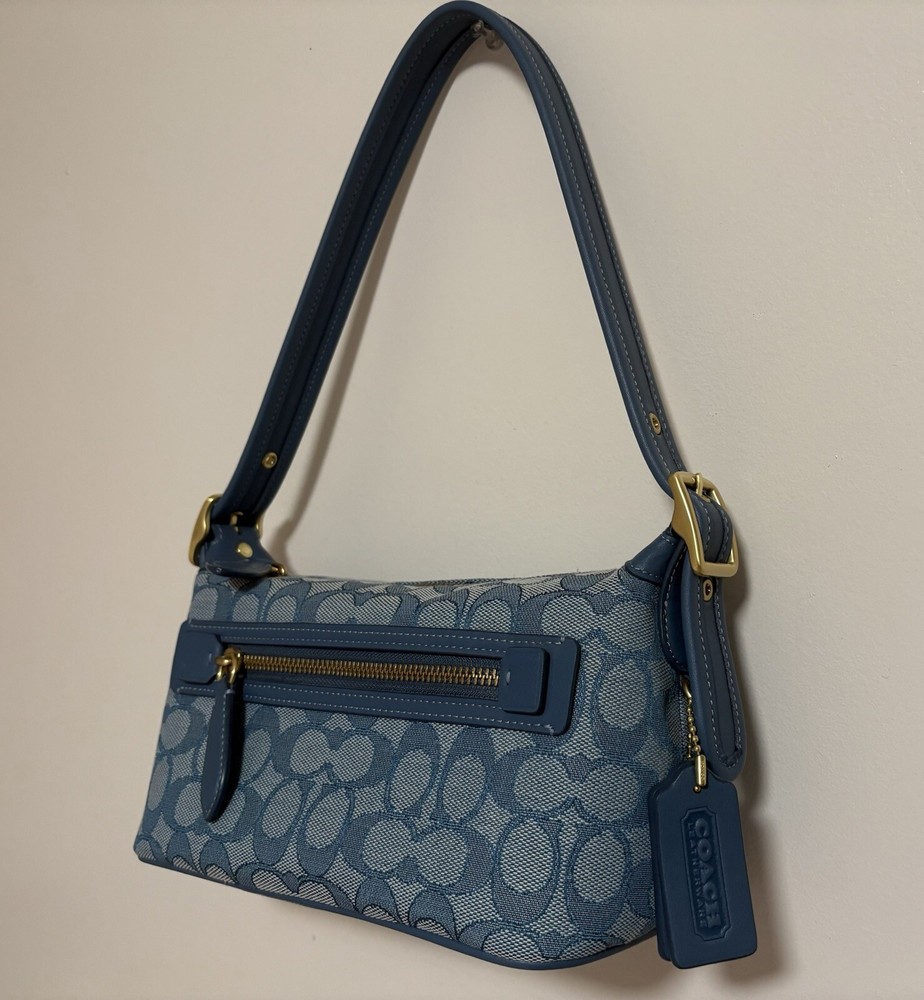 COACH Blue Demi Signature Jacquard Shoulder Bag Limited Edition Rerelease 2003