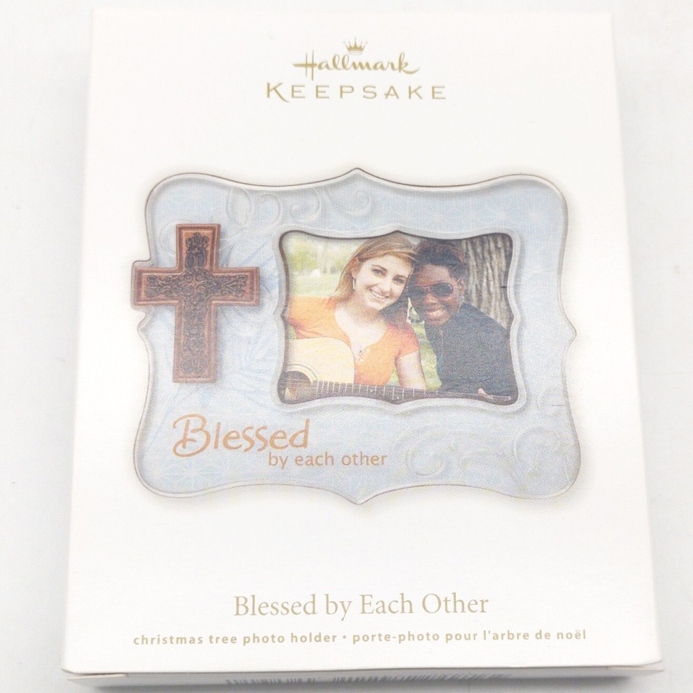 2012 Hallmark Ornament Blessed By Each Other Christmas Tree Photo Holder Cross
