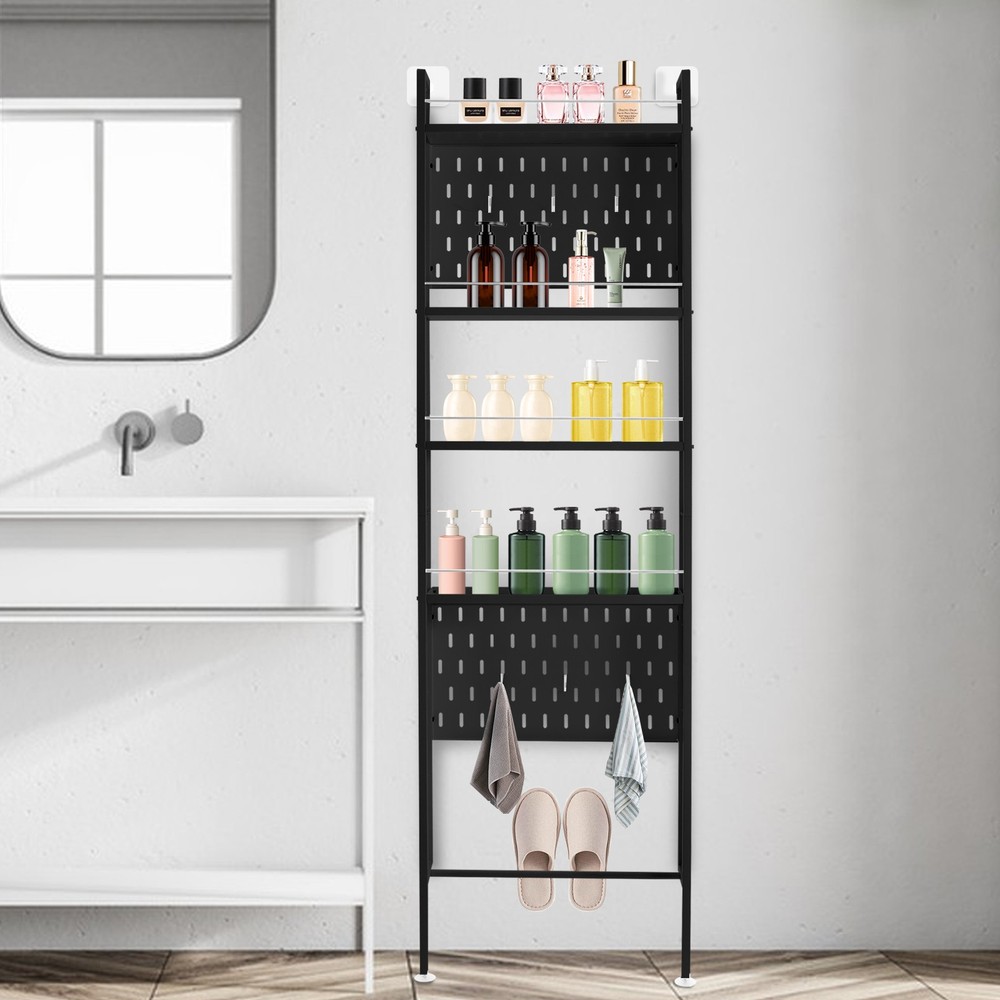 Space Saver Bathroom Organizer w/Storage Shelf Carbon Steel Bathroom Organizer