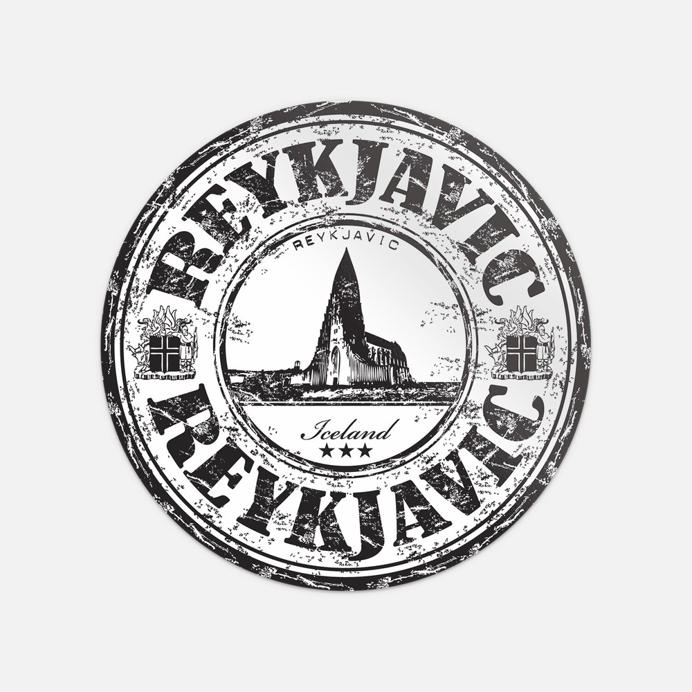 Grunge Travel Stamp Reykjavic Iceland Vinyl Sticker Decal