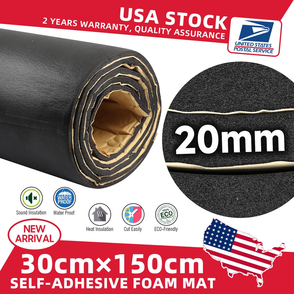 New 59''x12'' Auto Sound Deadener Car Heat Shield Noise Reduce Mat Self Adhesive