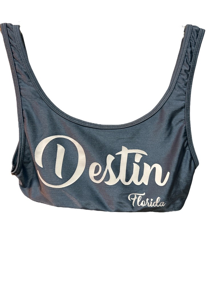 Sports Crop Tank Heat Rib Strap Size M Blue Destin Florida Workout Gym Beach