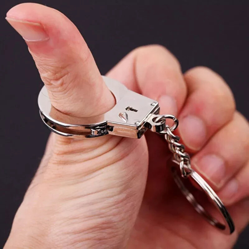 Mini Handcuff Keychain Pendant Keyring Keyfob Mens Gift US