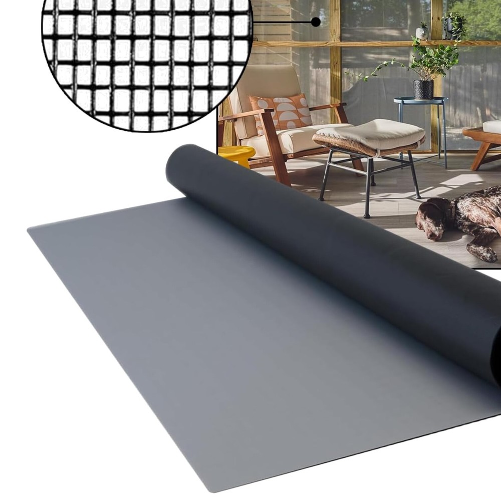 Flexible 96x100 ft Fiberglass Insect Screen - Custom Fit Charcoal Utility Mesh