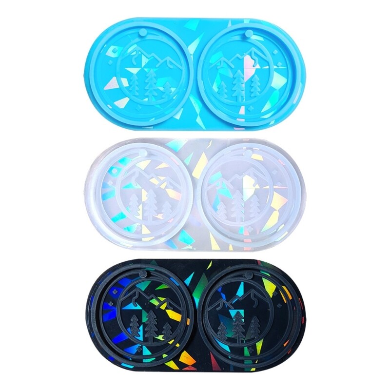 DIY Resin Drop Earring Mold with Mountain Tree Pattern for Jewelry Making