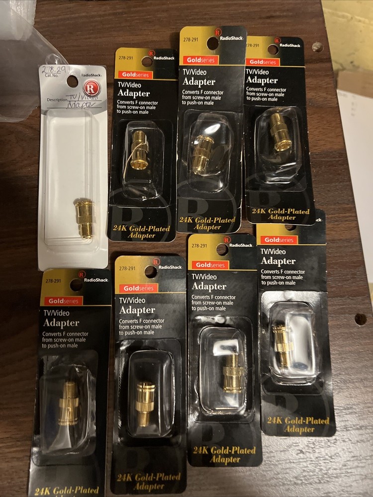RADIO SHACK Tv/Video ADAPTER  #278-291 F Connector TV 24k Gold-Plated Lot Of 8