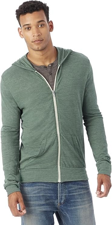 Alternative Men's Eco Zip MEDIUM Lightweight Hoodie