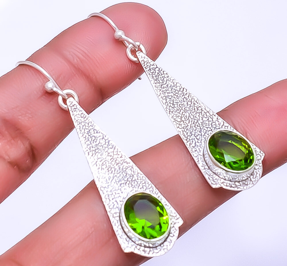 Peridot Designer 925 Sterling Silver Earring 2.07
