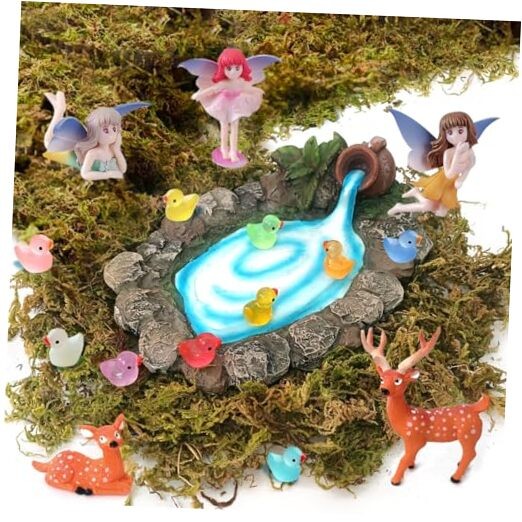 17-Piece Fairy Garden Kit with Mini Fairies, Pond & Miniature Accessories