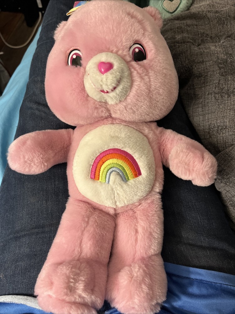 Care Bear Cheer Bear 2002 Plush Pink Stuffed Animal Rainbow 10