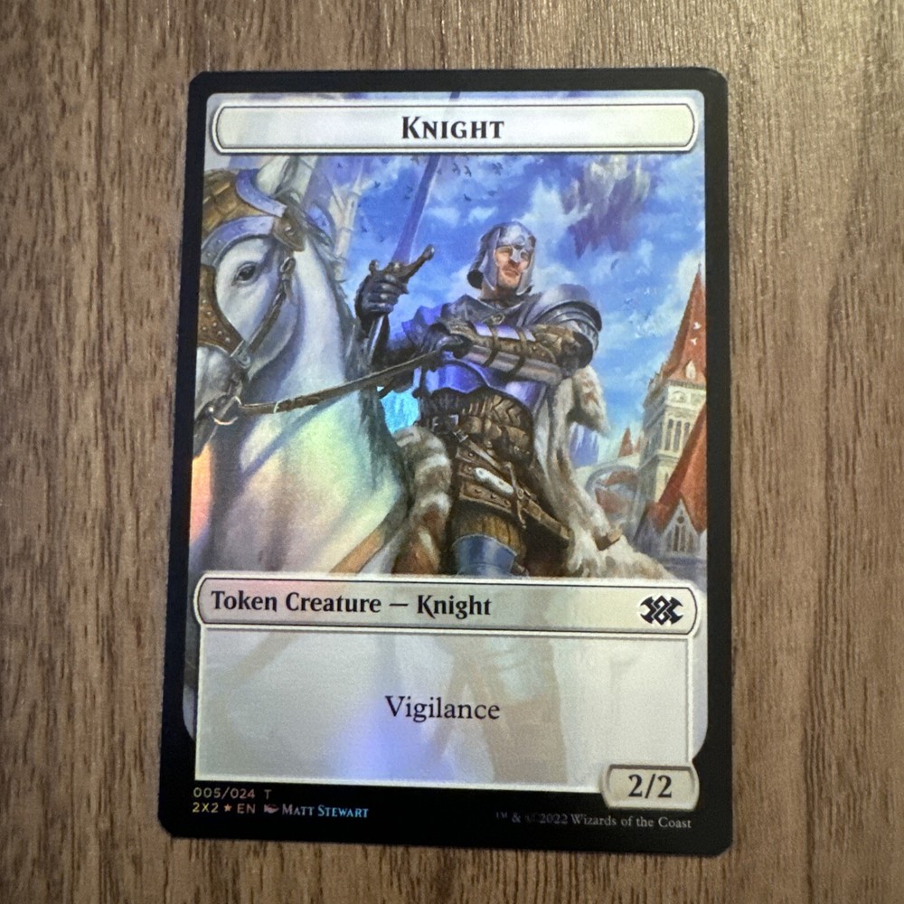 MTG Double Masters Foil Elemental Knight Double-Sided Token NM-image