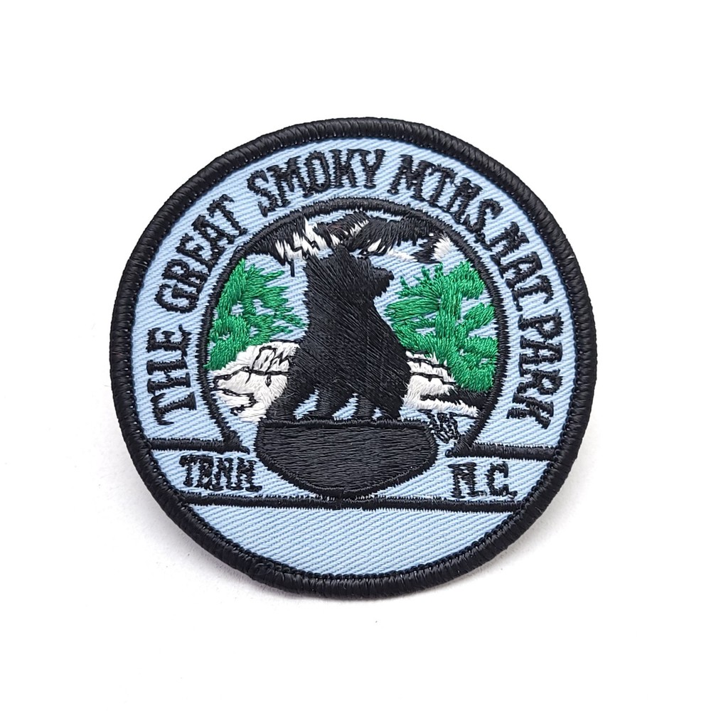 Vintage Smoky Mountains National Park Tennessee NC Round Iron-On Patch 3” NOS