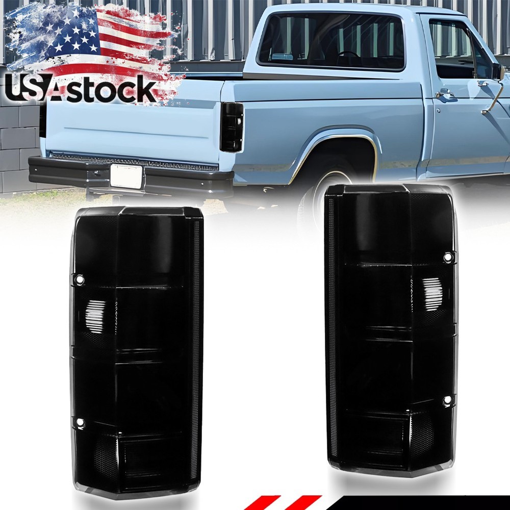 2PCS Smoked Tail Lights For 1980-1986 Ford F-150 F-250 F-350 Bronco 80-83 F-100
