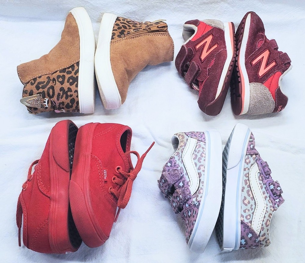 Lot Of 4 Pairs SZ 5 Toddler Shoes 2 VANS Off The Wall  New Balance & Kitty Boots