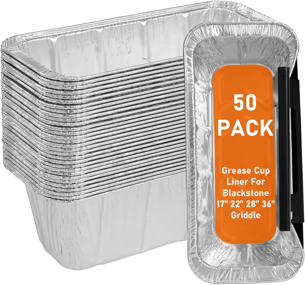 50-Pack Blackstone Griddle Accessories 5017 Grease Cup Liners, Aluminum Foil Dri