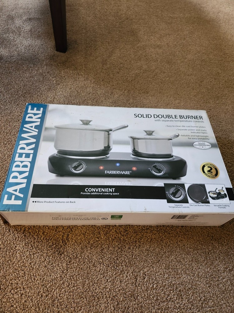 Farberware HP202-D11 1500W Double Burner Electric Cooktop - Black Free Shipping