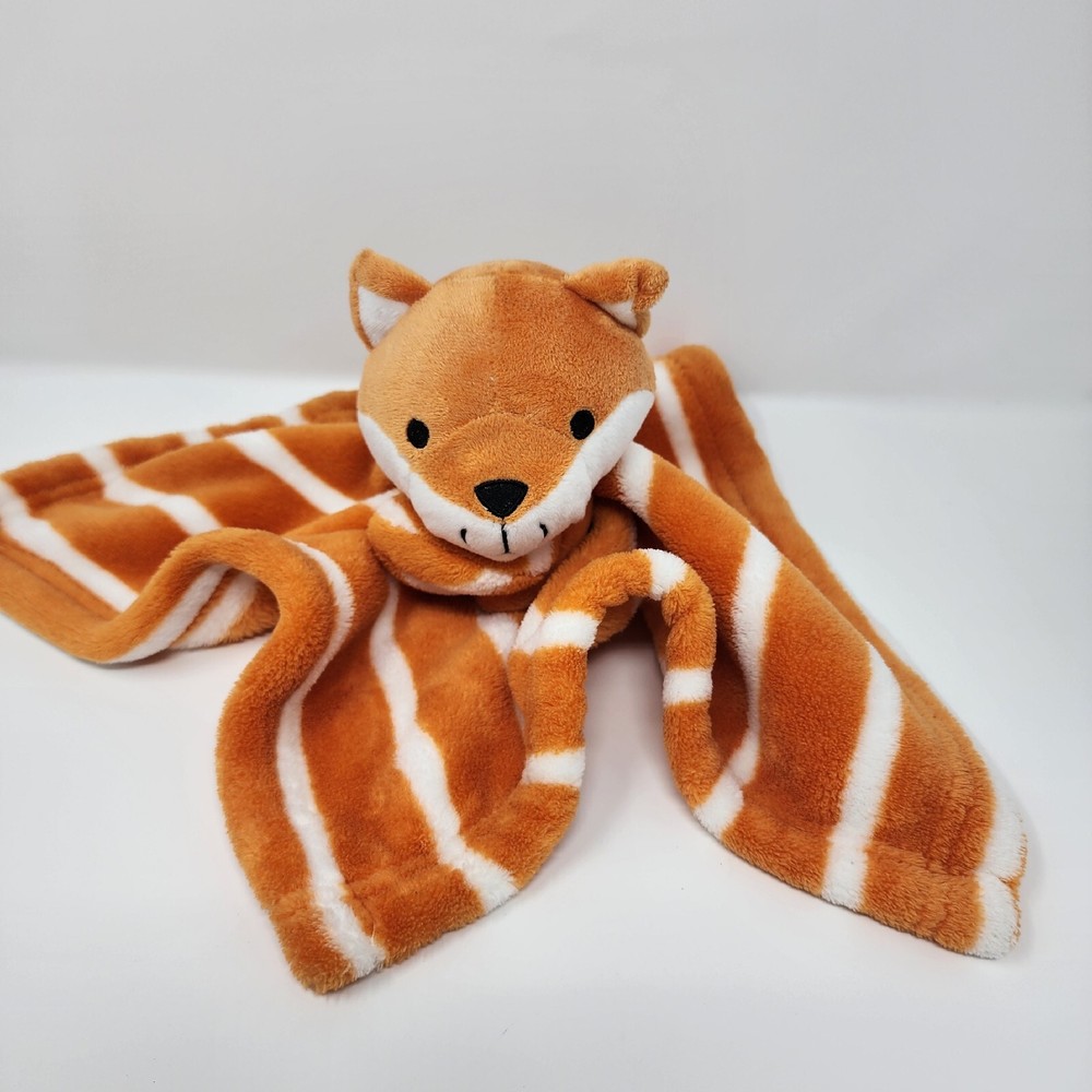 SL Home Orange White Striped Fox Baby Security Blanket Lovey