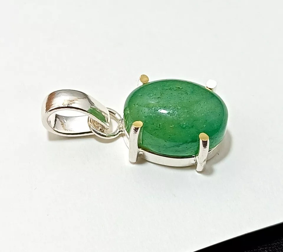 Certified 21.50 Ct Stunning Emerald Solid Silver Oval Cabochon Pendant Gemstone