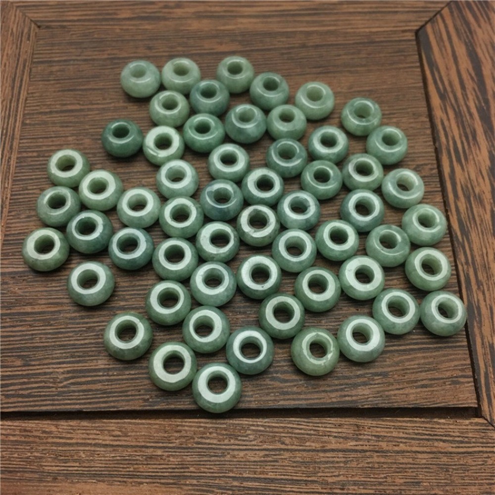 10PCS Natural Grade A Jade Jadeite Bead DIY Bracelet Small Circle Loose Pendant