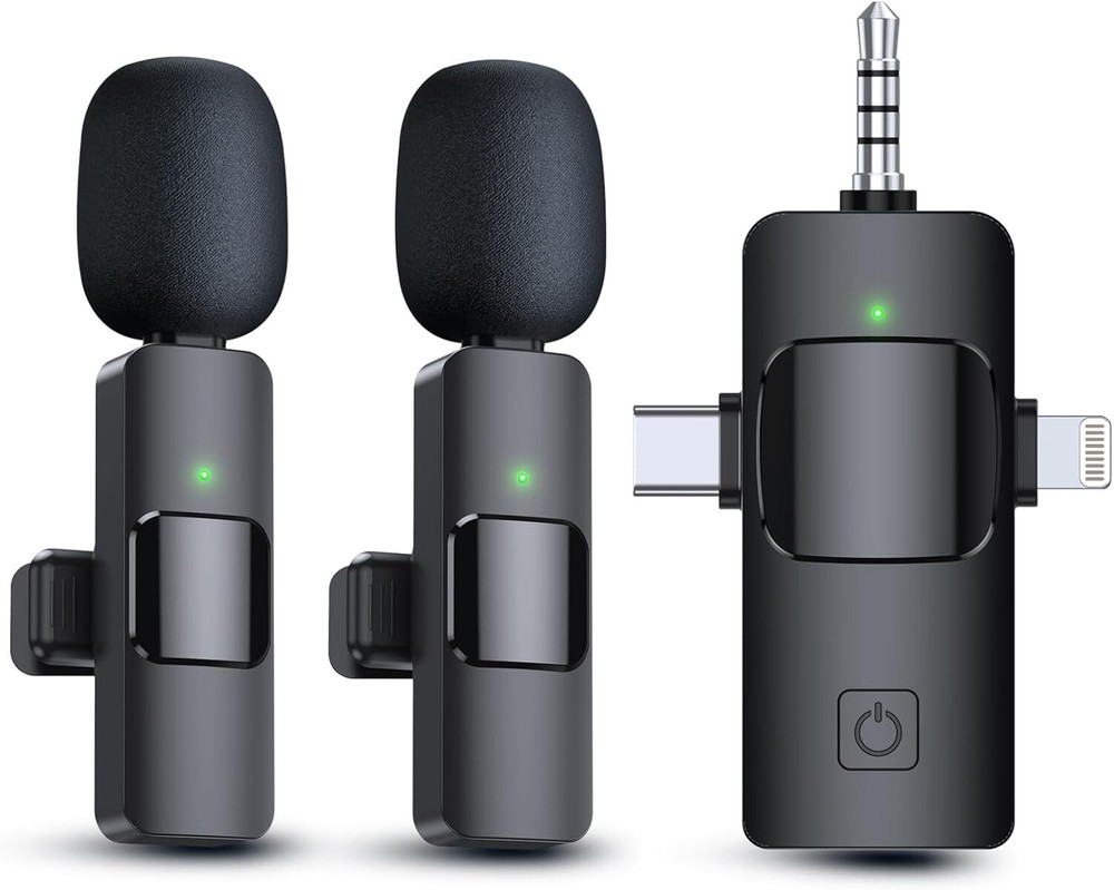 3 in 1 K15 Wireless Lavalier Microphones for iPhone, iPad, Android, Camera