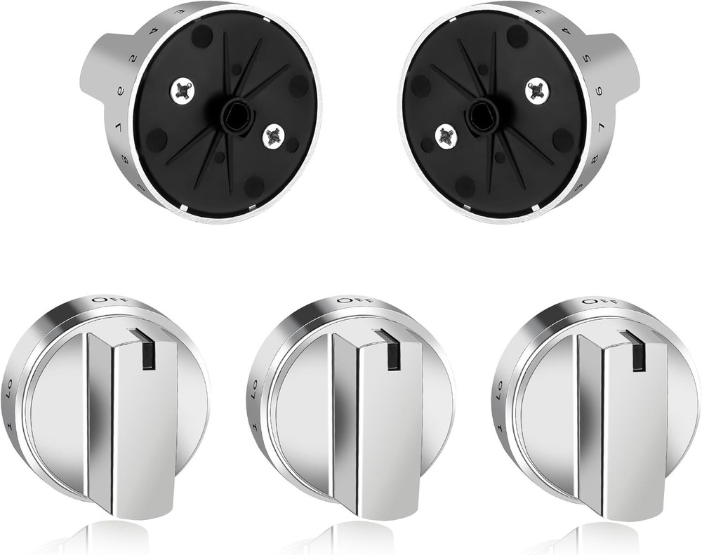 5 Pack Gas Stove Knob For GE WB03X24818 PS11729081 AP5989029 Stainless Steel