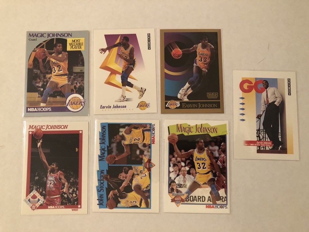 Lot of 7 Magic Johnson Los Angeles Lakers Basketball NBA Cards