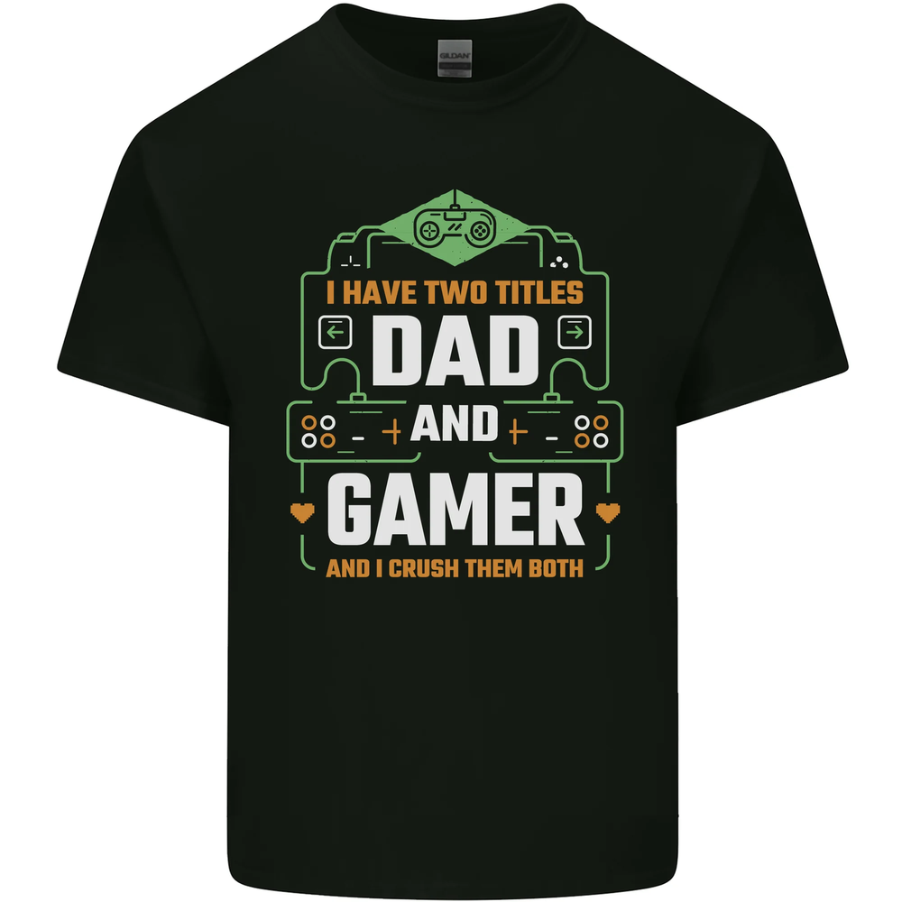 Dad & Gamer Funny Fathers Day Gaming Mens Cotton T-Shirt Tee Top