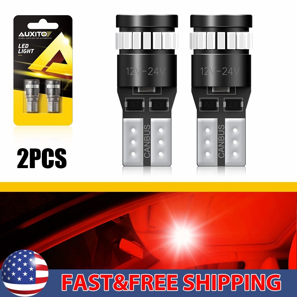 AUXITO T10 168 194 2825 LED Red License Plate Bulbs 24V Super Bright USA