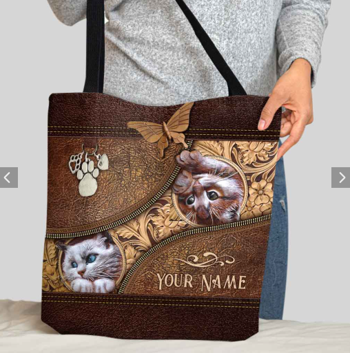 Personalized Cat Tote Bag, Love Cats Handbag