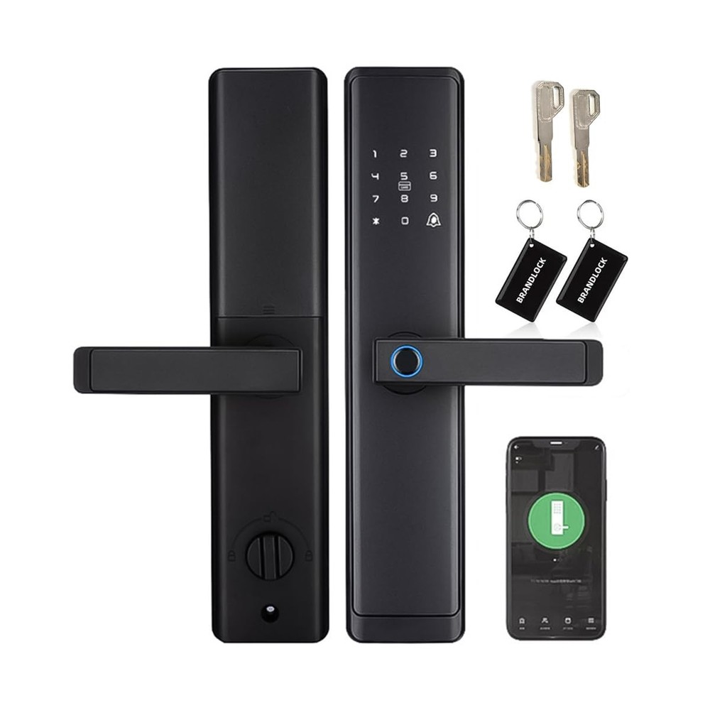 Smart Keyless Entry WiFi Door Lock with Handle Tuya APP Control Fingerprint