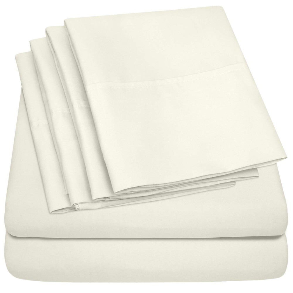 Queen Sheets Ivory 6 Piece 1500 Supreme Collection Fine Brushed Microfiber Deep