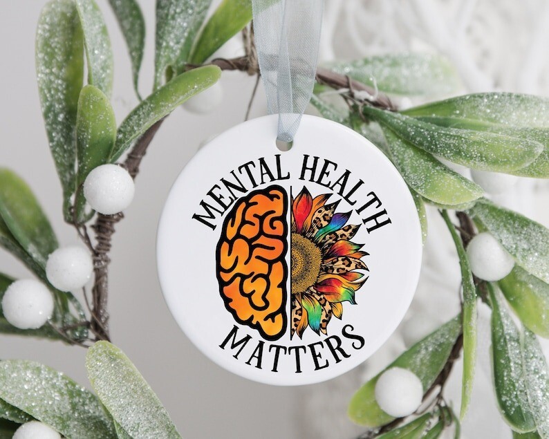 Mental Health Matters Ornament, Custom Christmas Ornament, Awareness Ornament...